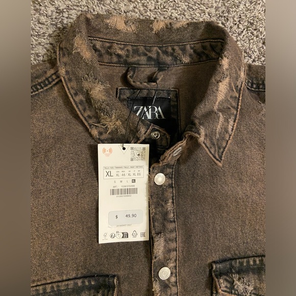 Distressed Denim Top size Men XL - Picture 3 of 7